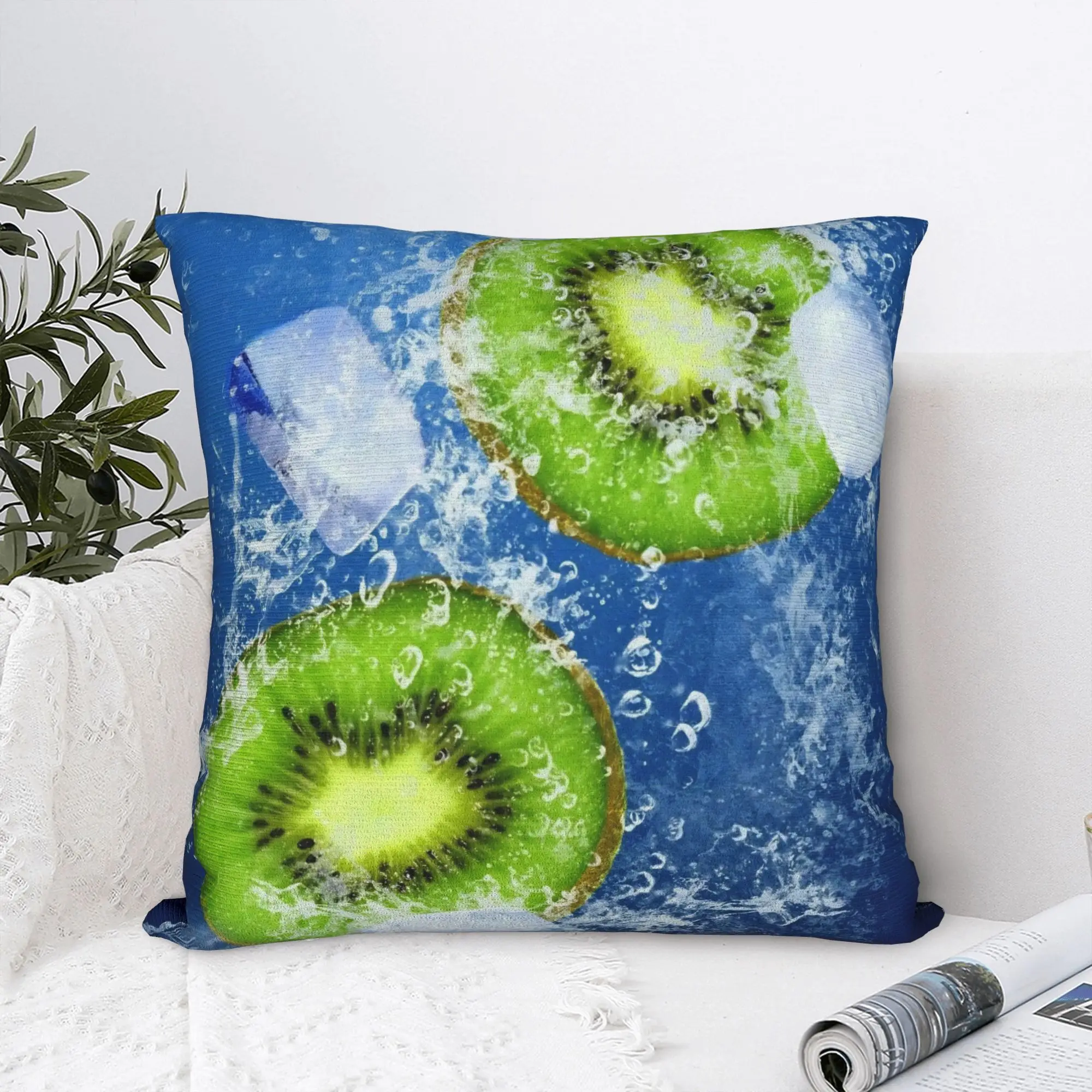 Kiwis Fruit Frutiger Aero Square Pillowcases Polyester Home  Cushion Case Cute Decorative Pillow Cover 40*40