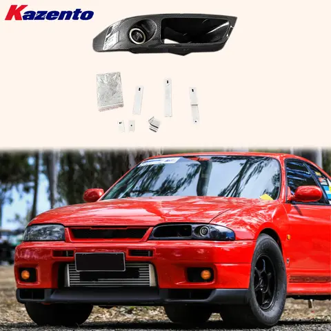For Nissan Skyline R33 GTR GTS Dry Carbon Front Headlamp Air Intake With Led LHS