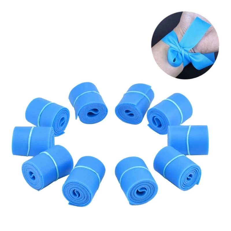 10 Rolls Latex-Free Blue Tourniquets Disposable-Tourniquets Practical Tourniquet Emergency-Necessities First-Aid Supply