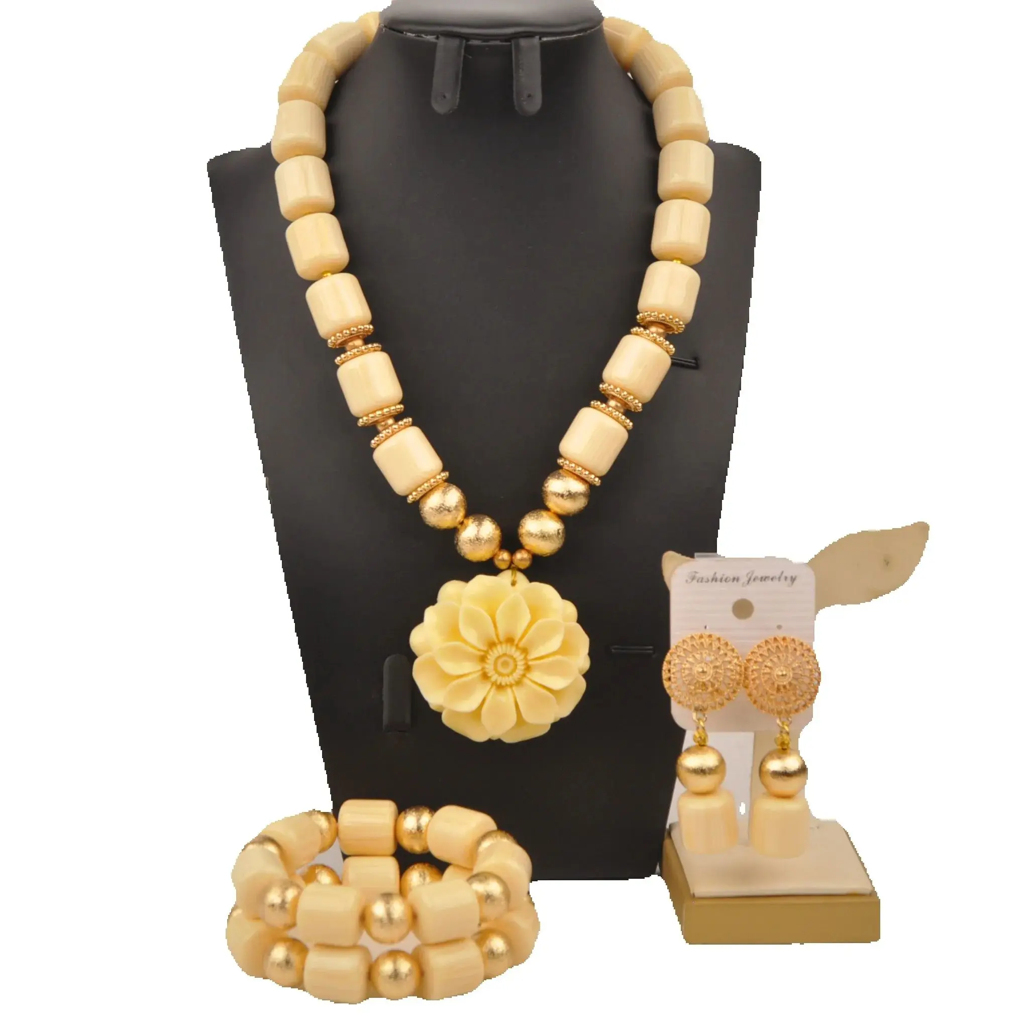 

White Artificial Coral Beaded African Jewelry Sets