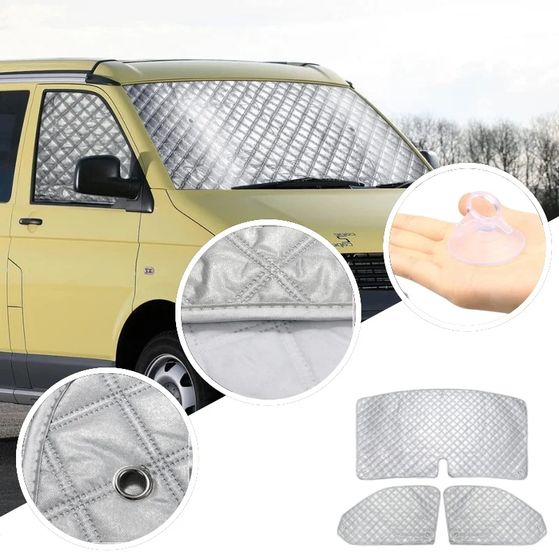 3pcs Thermal Insulation Window Sunshade For VW T5 T6 RV Campervan Window Front/Side Screen Cover Frost Protector Set
