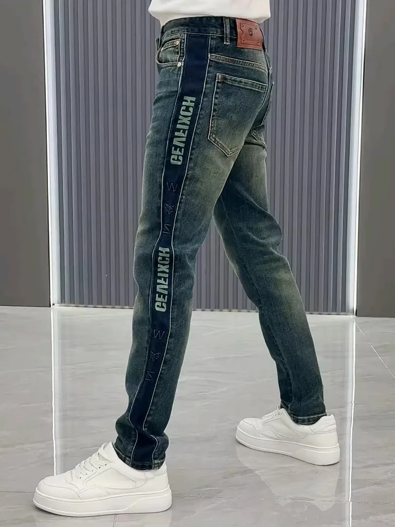 

Высококачественные модные мужские джинсы: повседневные, прямые, со средней посадкой, классический крой, новинка зимы