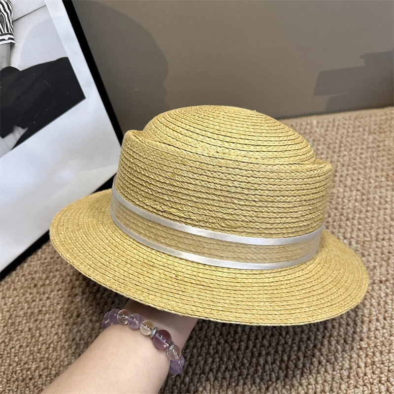 New versatile temperament beach travel sun hat women spring summer Elegant flower countryside vacation grass hat