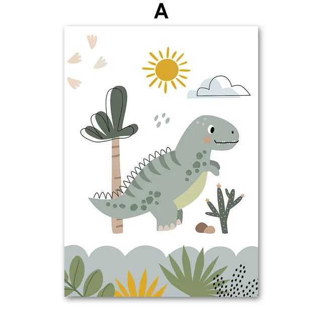Jurassic Periode Dinosaur Wall Art Canvas Schilderij Nordic Dino Posters En Prints Muurfoto's Kinderkamer Decor - afbeelding 1