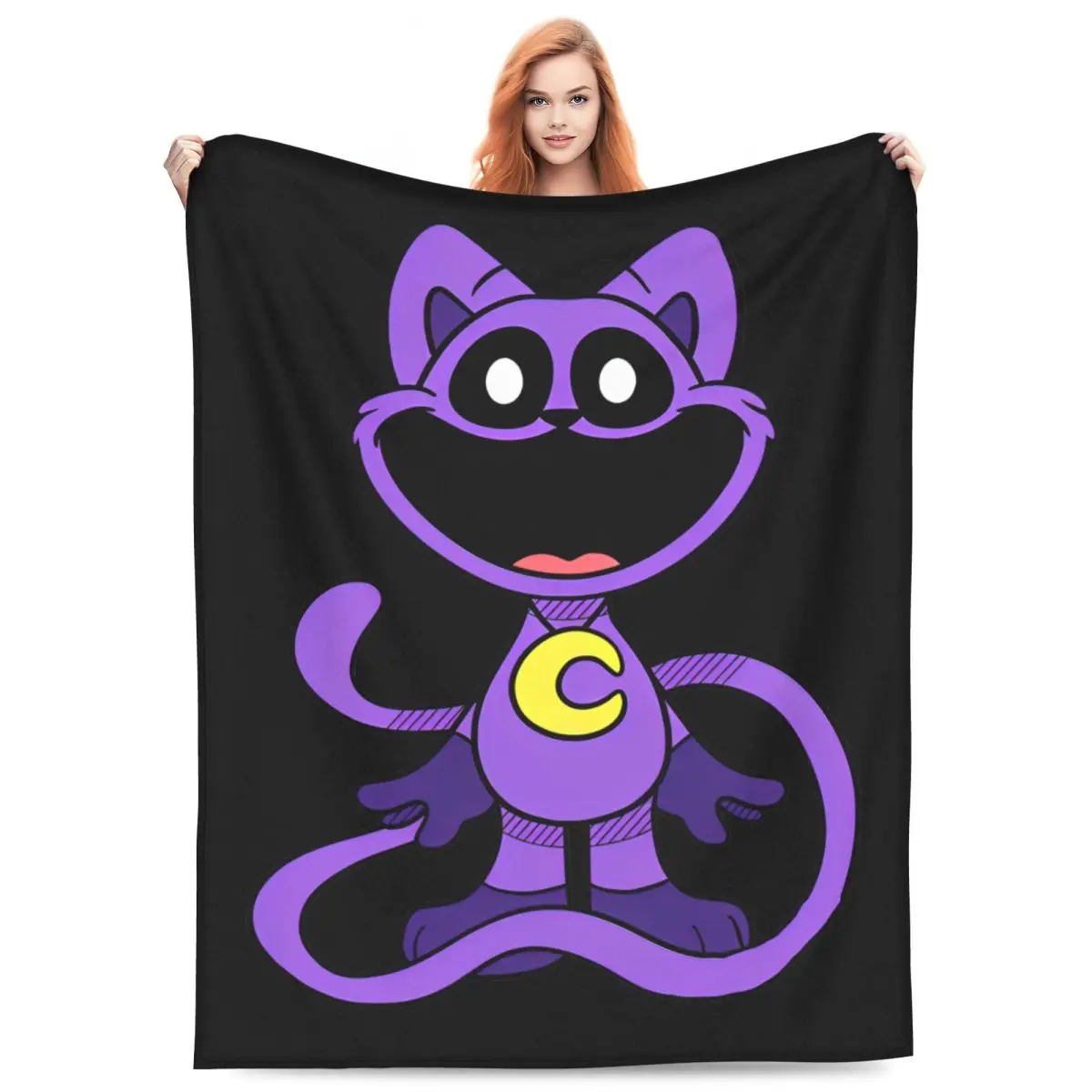 Catnap Knitted Blanket Velvet Cartoon Toy Ultra-Soft Throw Blanket for Airplane Travel Bed Rug