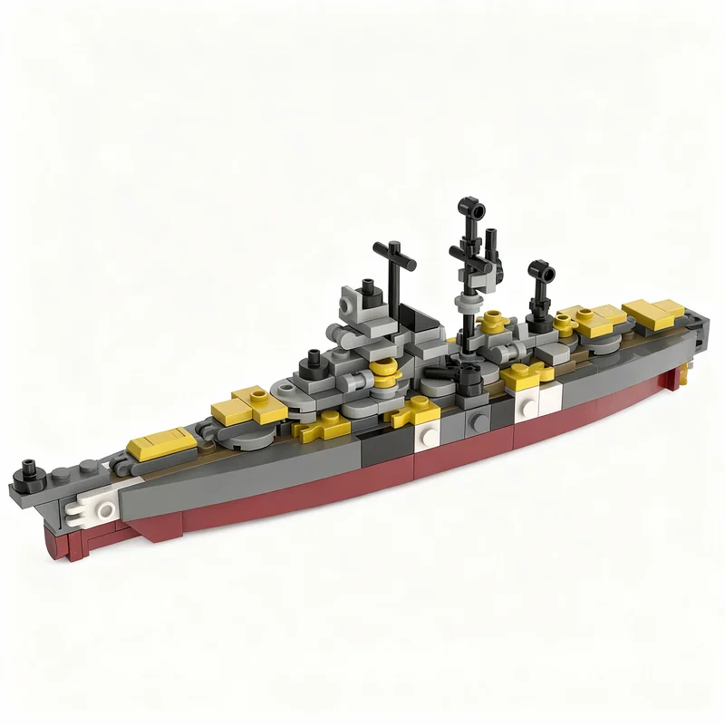 190pcs MOC Micro Battleship Bismarck Boat Model Building Blocks Toy Architecture Christmas Gifts Assemble Kids Birthday Idea DIY