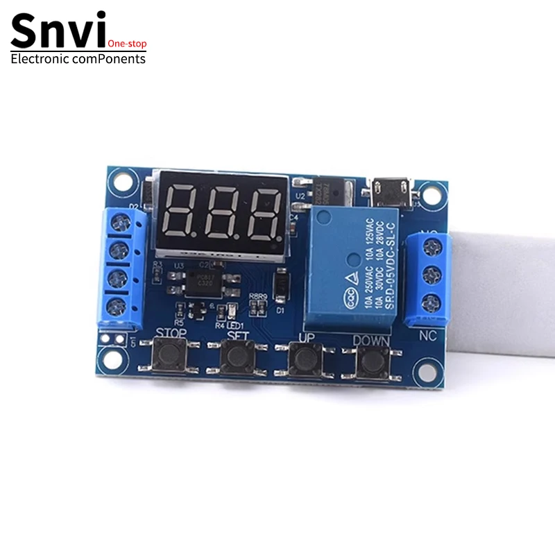 Snvi DC 6-30V Support Micro USB 5V LED Display Automation Cycle Delay Timer Control Off Switch Delay Time Relay 6V 9V 12V 24V