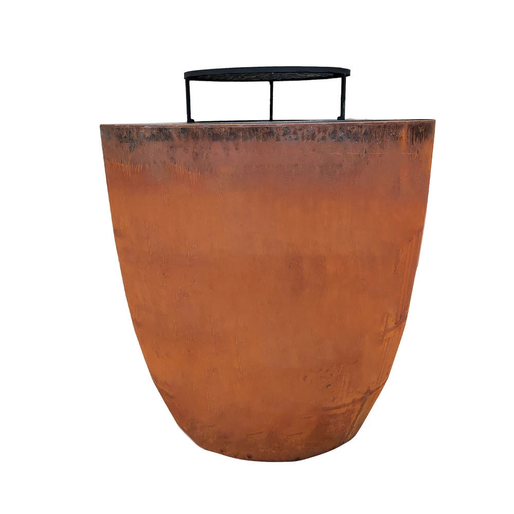 New Product Ideas Multi Functions Outdoor Egg Shape Barbecue Charcoal Round Corten Steel Barbecues With BBQ Grill