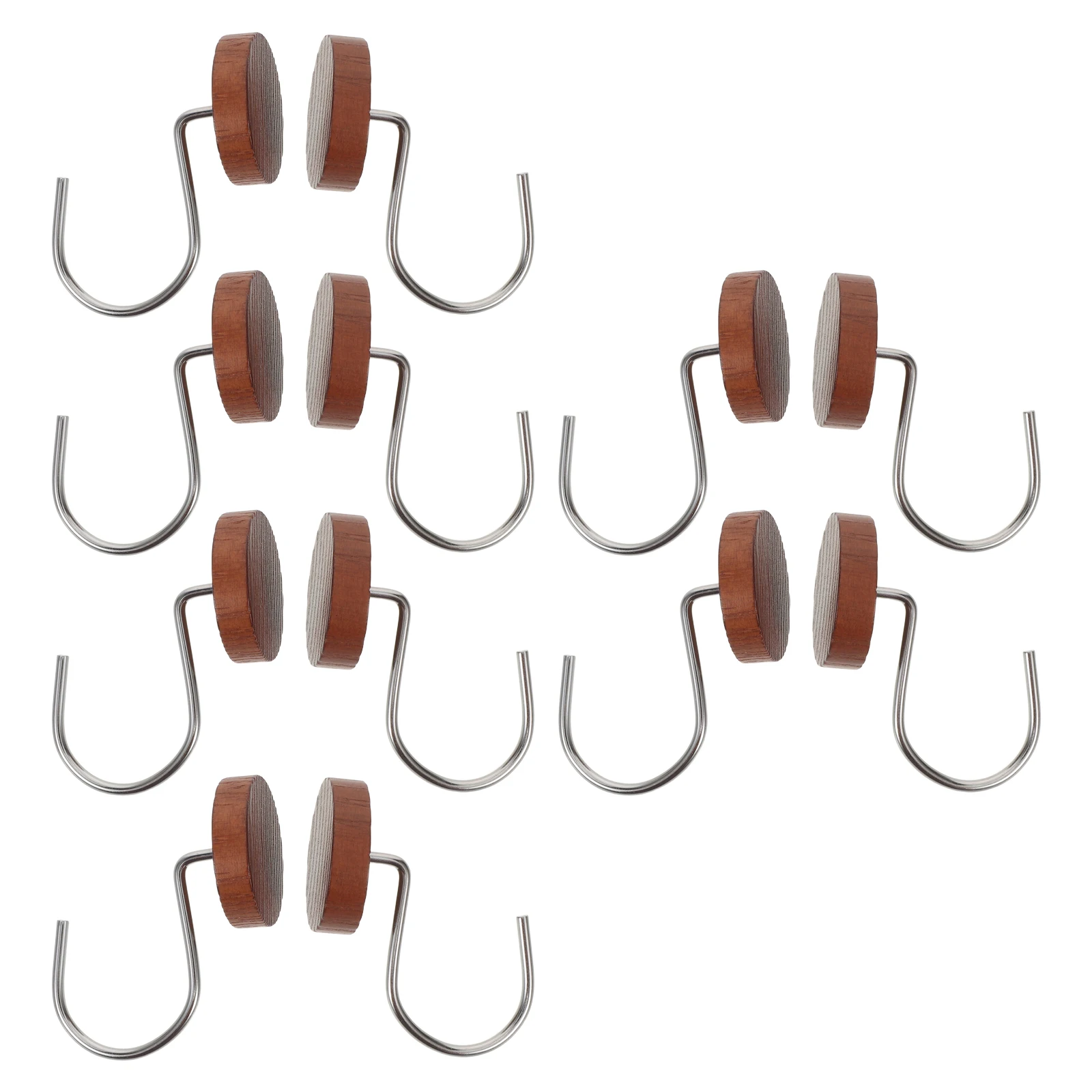 

12Pcs Wooden Shower Curtain Hooks Rustic Wood Metal Rings Bathroom Decor Accessories Brown Shower Curtain Hooks Wood