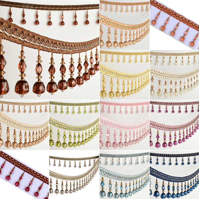 

3 Meter Crystal Tassel Fringe Trim Pumpkin Crystal Beaded Ribbon For Sewing Curtain Accessorie Lace Decoration Upholstery