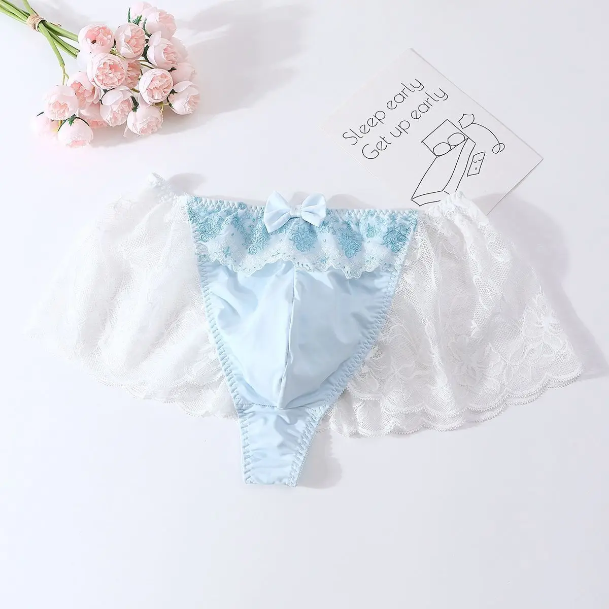 

Мужские трусы-брифы с кружевным краем Harajuku BF для танцев и выступлений