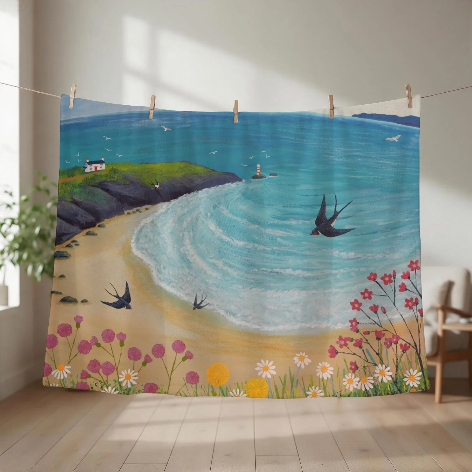 Swallow Dive Throw Blanket couch cozy soft plush fuzzy picnic outdoor blanket