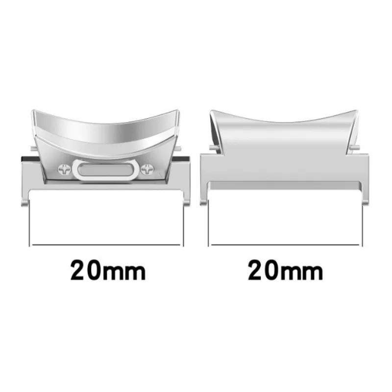 삼성 갤럭시 워치 스트랩 커넥터 단추 어댑터, 20mm 스트랩, 스테인리스 스틸 밴드, 4, 5, 6, 7 용, 1 쌍