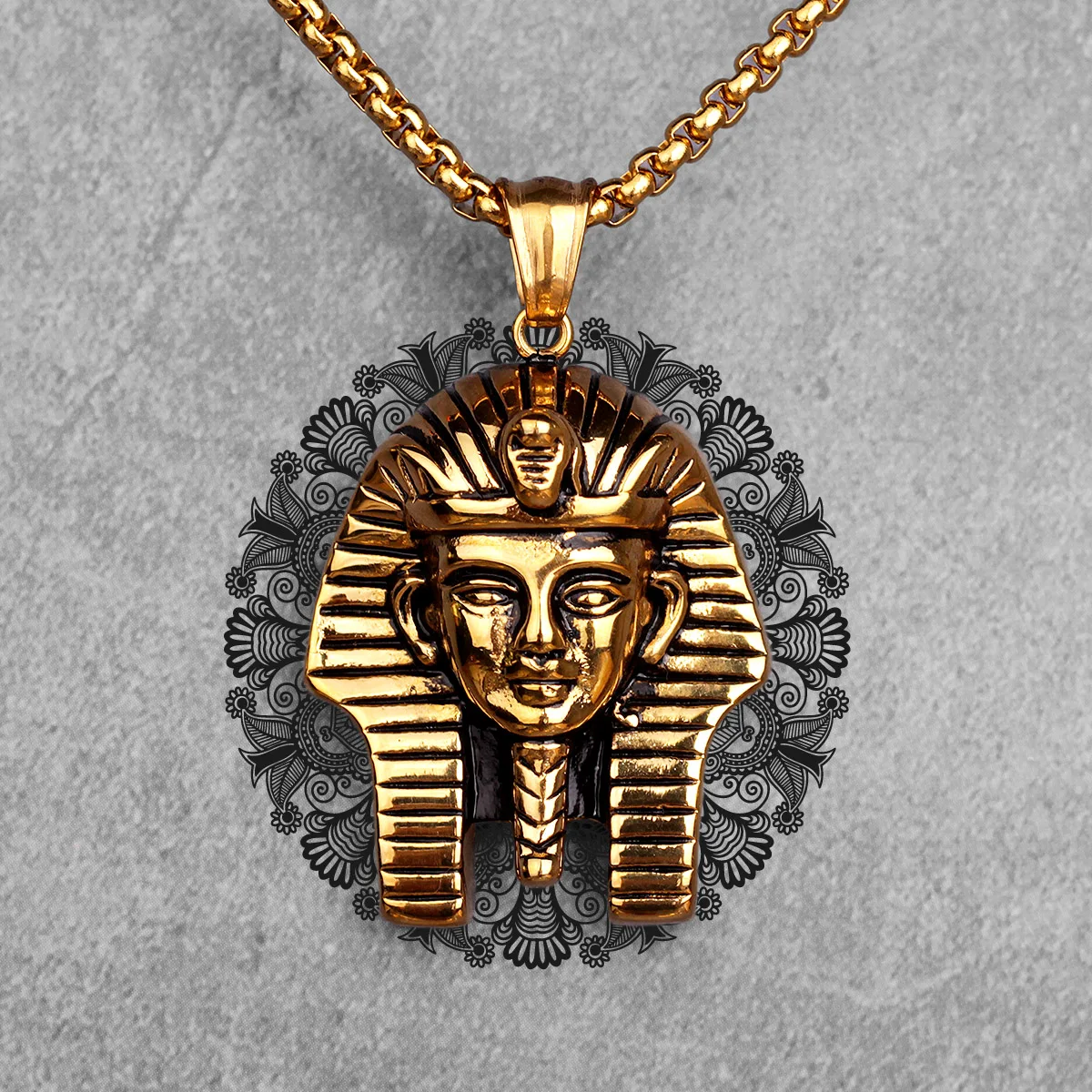 Egypt Pharaoh Long Men Necklaces Pendant Chain Punk Hip Hop for Boyfriend Male Stainless Steel Jewelry Creativity Gift Wholesale