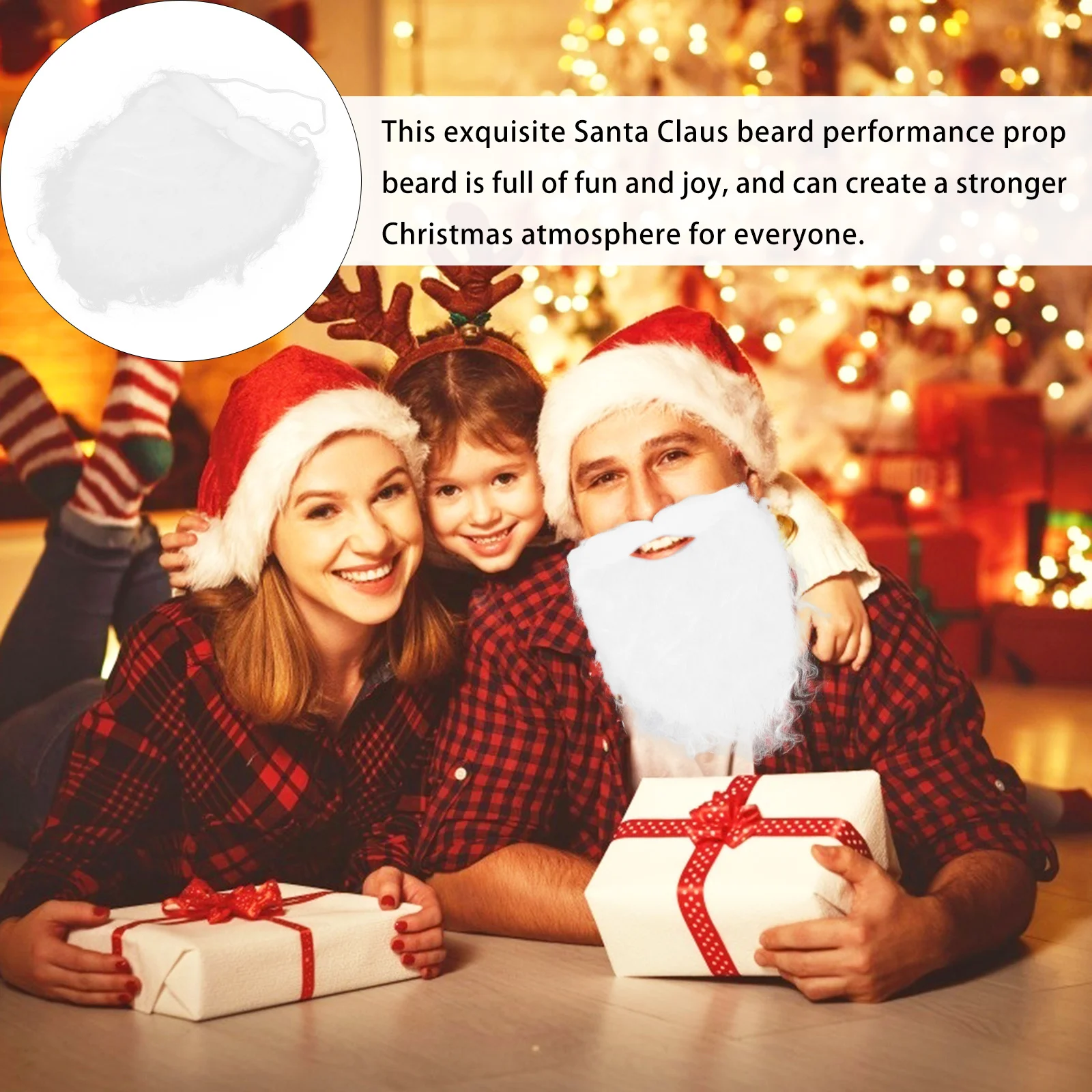 

10pcs Fake Santa False Beard Christmas Cosplay Prop Full Dense Lightweight Beard For Party Carnival Stage Performance Reusable