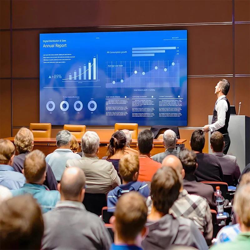 شاشة LED 2025 P3 داخلية الأكثر مبيعًا للجدار الخلفي للشركات ولافتات جدار الفيديو لغرفة الاجتماعات