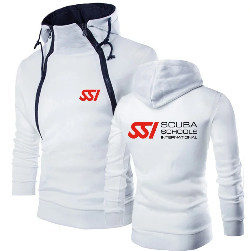 

Scuba Diving Dive SSI 2024 Men Hoodies Long Sleeve Sweatshirts for Zipper Hooded Pullover High Neck Sweatshirt Top Jacket Coat