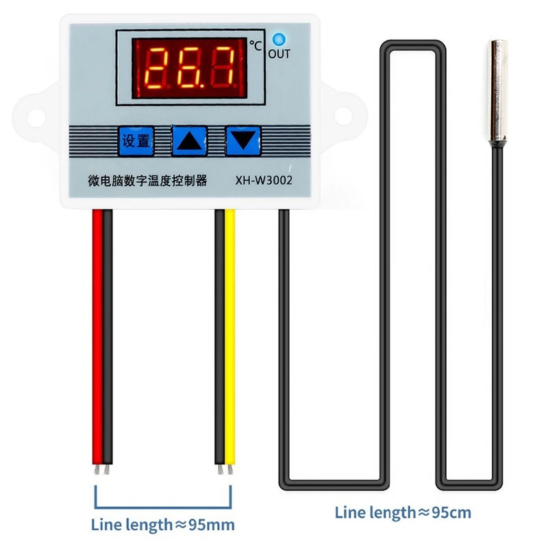 تحكم في درجة الحرارة الرقمية LED ، XH-W3002 ، 10A ، ترموستات ، مفتاح التحكم ، التحقيق مع جهاز استشعار مقاوم للماء ، 220 فولت ، W3002