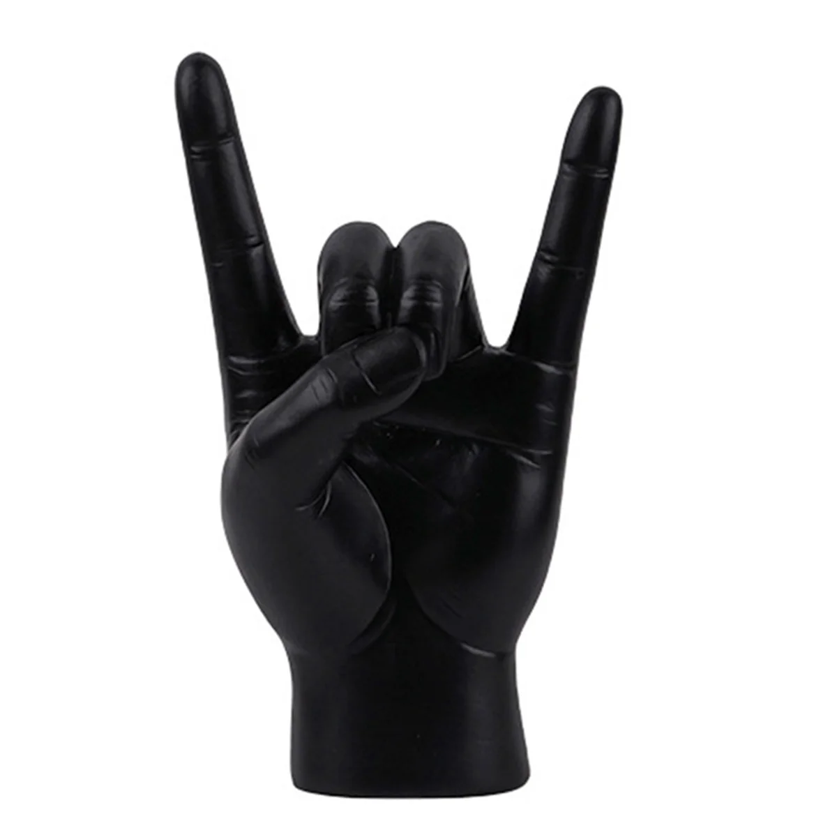 

Rock Hand Gesture Statue Rock Music Art Craft Finger Sculpture for Rock Music Lover Study Room Decor, Black L Hand