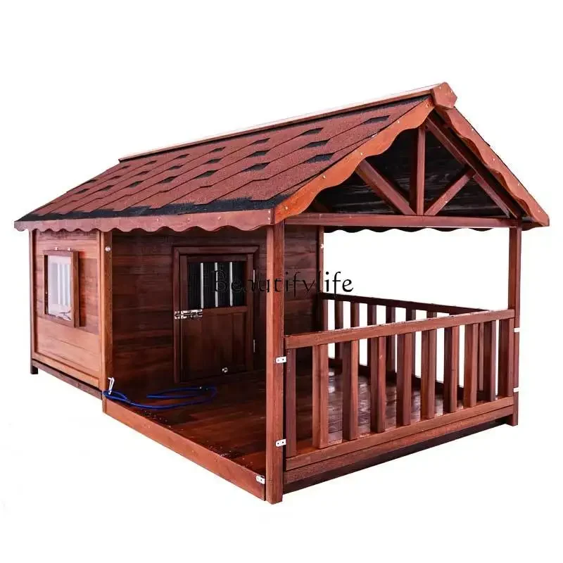 Outdoor Waterproof Four Seasons Universal Kennel Solid Wood Large Dog Dog Villa Waterproof and Rainproof Dog Cage