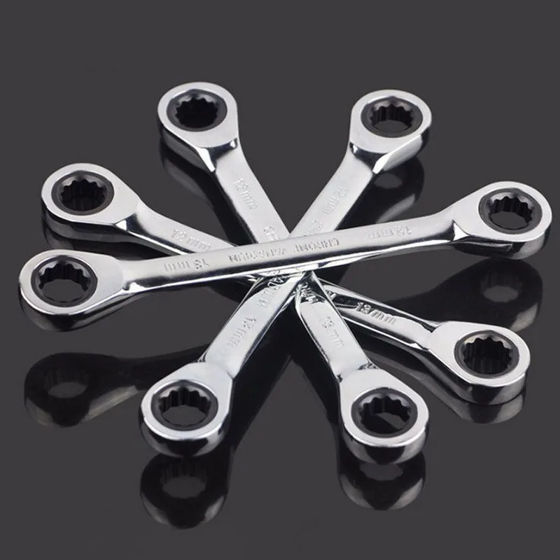 Double end ratchet wrench ring wrench automotive repair tool labor-saving and fast double offset wrench 8-10/10-12/14-17/17-19mm