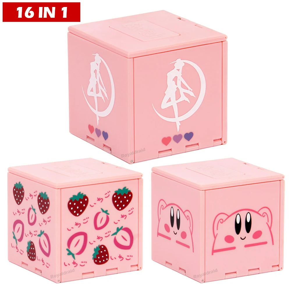 Pink Portable 16IN1 Game Card Case Holder for Nintendo Switch Hard Shell Travel Container Storage Box Slot for Switch OLED Acces