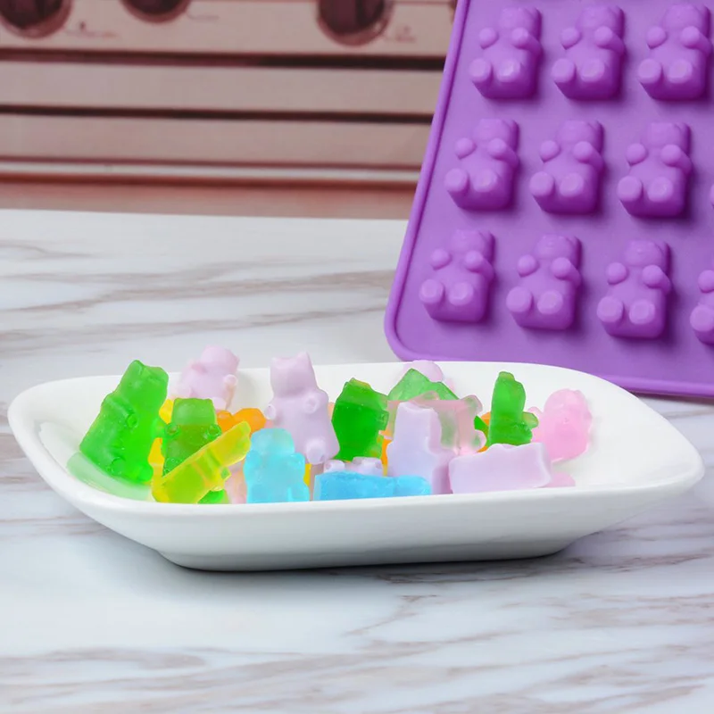 Silicone Gummy Molds Bear Candy Silicone - Mini Size Chocolate Gummy Molds Nonstick Food Grade Easy-Release Ice Cube Trays