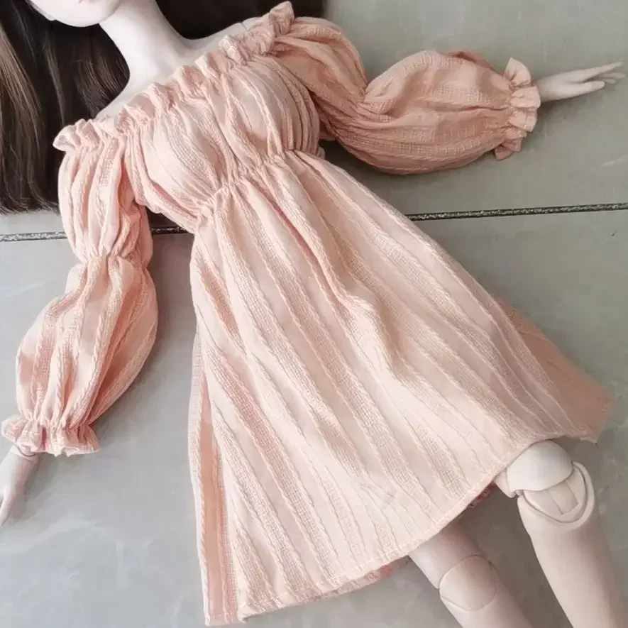 (Customized) 60cm Doll's Clothes Pink Skirt Bubble Sleeve Dress for 1/3 Bjd Doll Toys Dress Up Kid Gift Doll Accessories,no Doll