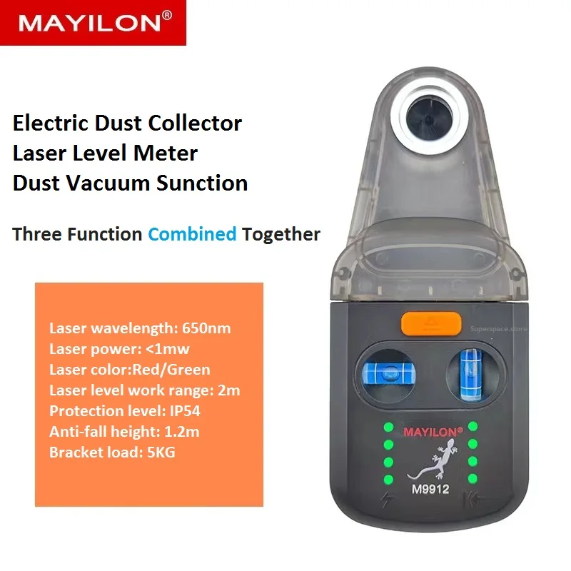 MAYILON M9912 Electric Drilling Dust Collector Laser Level Meter IP54 Anti Water Dust Collector Healthy for Drilling Operation