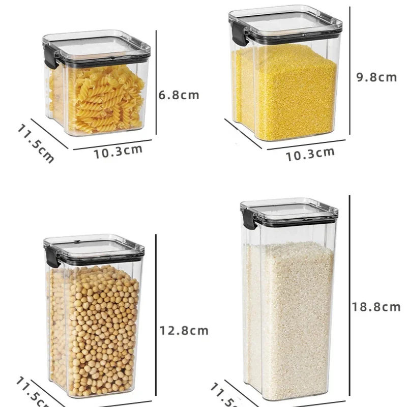 Imagem -06 - Recipiente de Armazenamento de Alimentos Conjunto de Plástico Cozinha Caixa de Macarrão Multigrain Tanque de Armazenamento Transparente Selado Pode Qualidade Recipiente Organizador