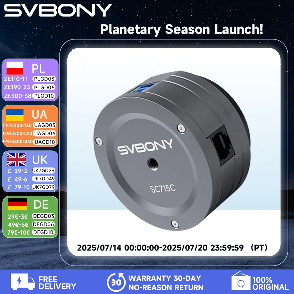 

Svbony SC715C OSC Planetary Camera Color CMOS IMX715 USB3.0 Electronic eyepiece for Planetary Observation