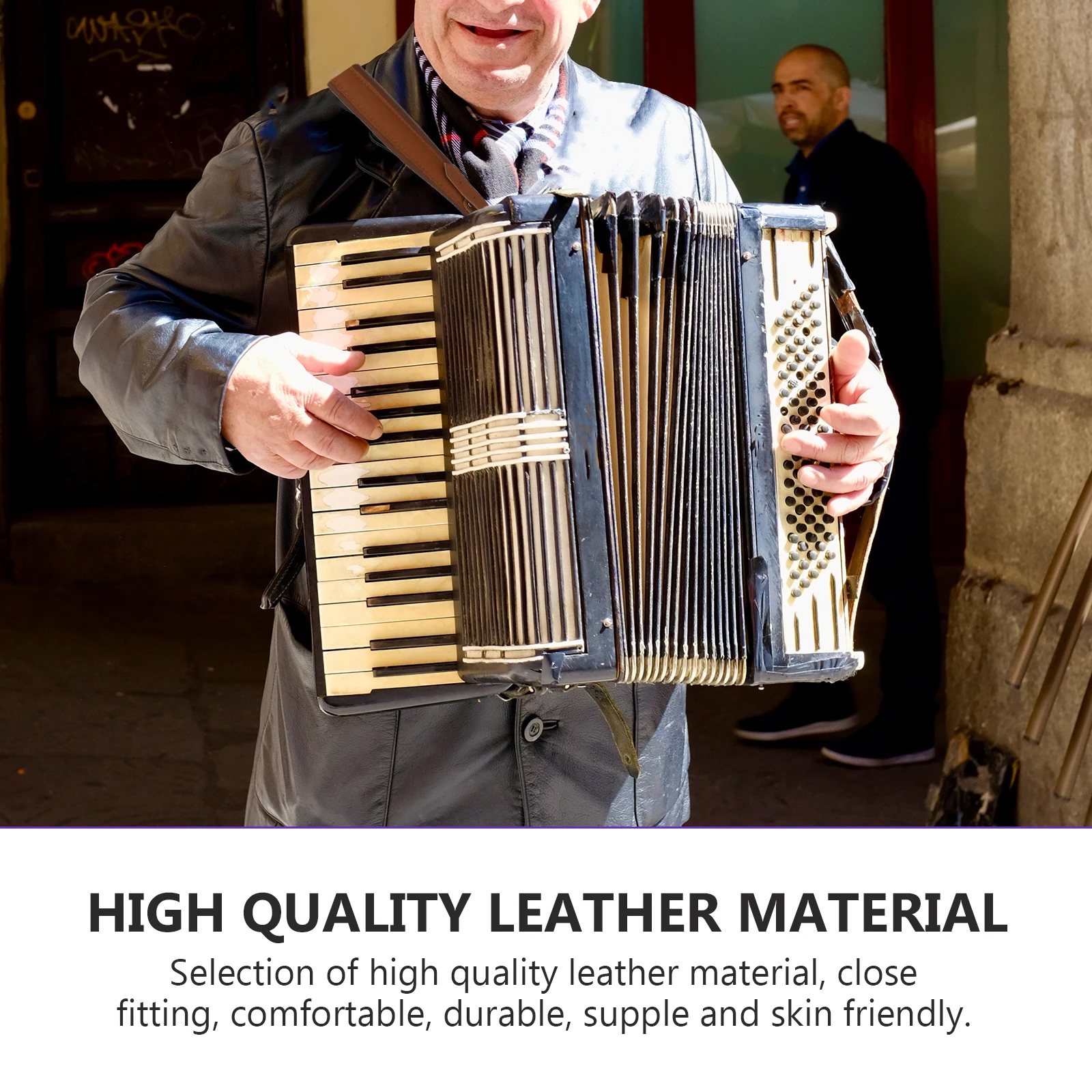 

2pcs Accordion Shoulder Belt Durable Bass Instrument Accessory Supply Adjustable Length PU Decor Strap High Quality