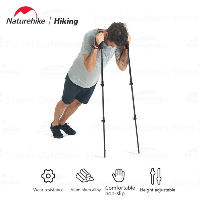 Naturehike St017 Aluminum Alloy Trekking Pole Ultralight 430g/Pair External Lock Type Hiking Poles 66-135cm Climbing Stick