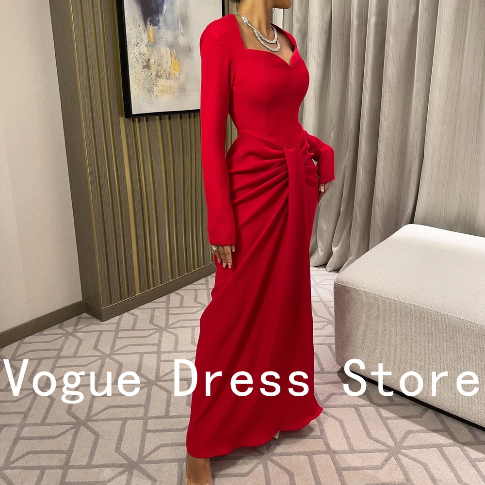 Customized Temperament Off the Shoulder Jersey Evening Dress Formal Square Collar Long Sleeves Sheath Floor Length Party Dress