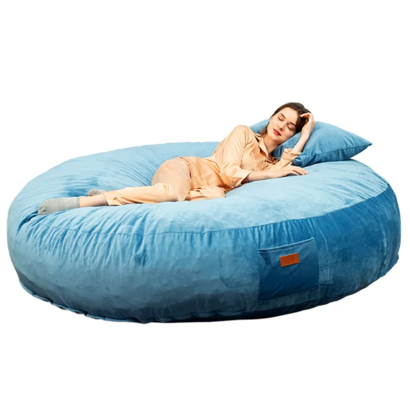 Lazy sofa bed, fabric single simple bedroom living room sofa tatami recliner