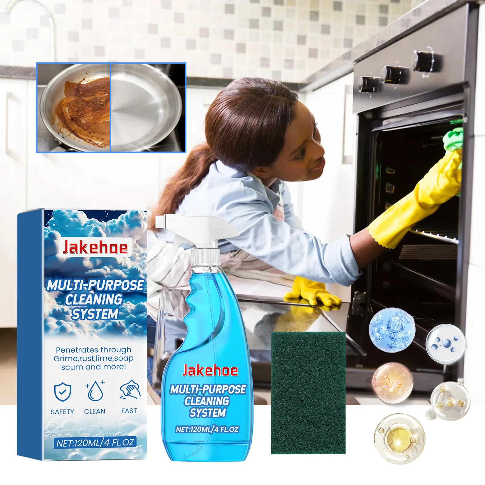 Multi-Purpose Foam Cleaner - Mild Foam Cleaner for Multi-Surfaces, Removes Stains from Kitchen Stoves & Kitchenware