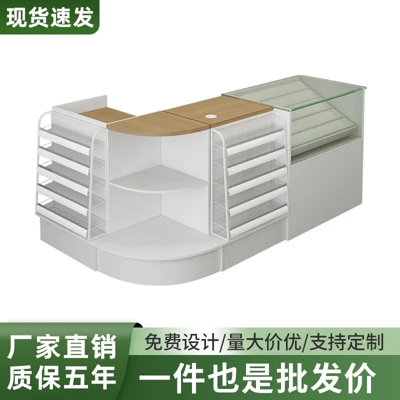 Convenience store cashier, supermarket cigarette cabinet, tobacco specialty counter, sintered stone minimalist, modern