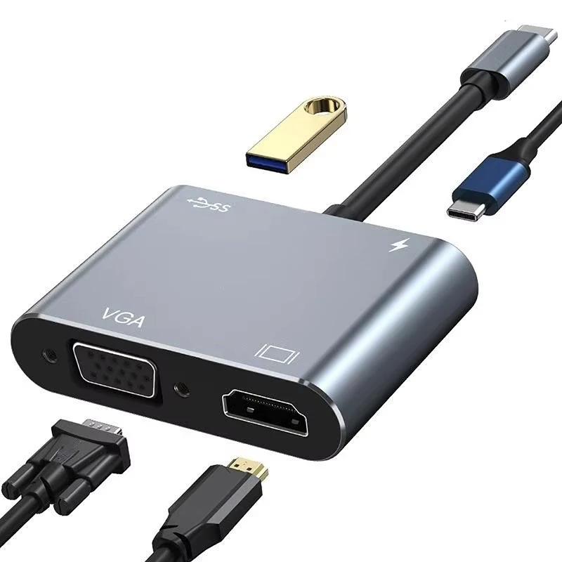 

Thunderbolt3 USB C to 1080P VGA 4K@30Hz HD Display Adapter Laptop Docking Station Hub Type-C to USB3.0 OTG PD Charging Converter