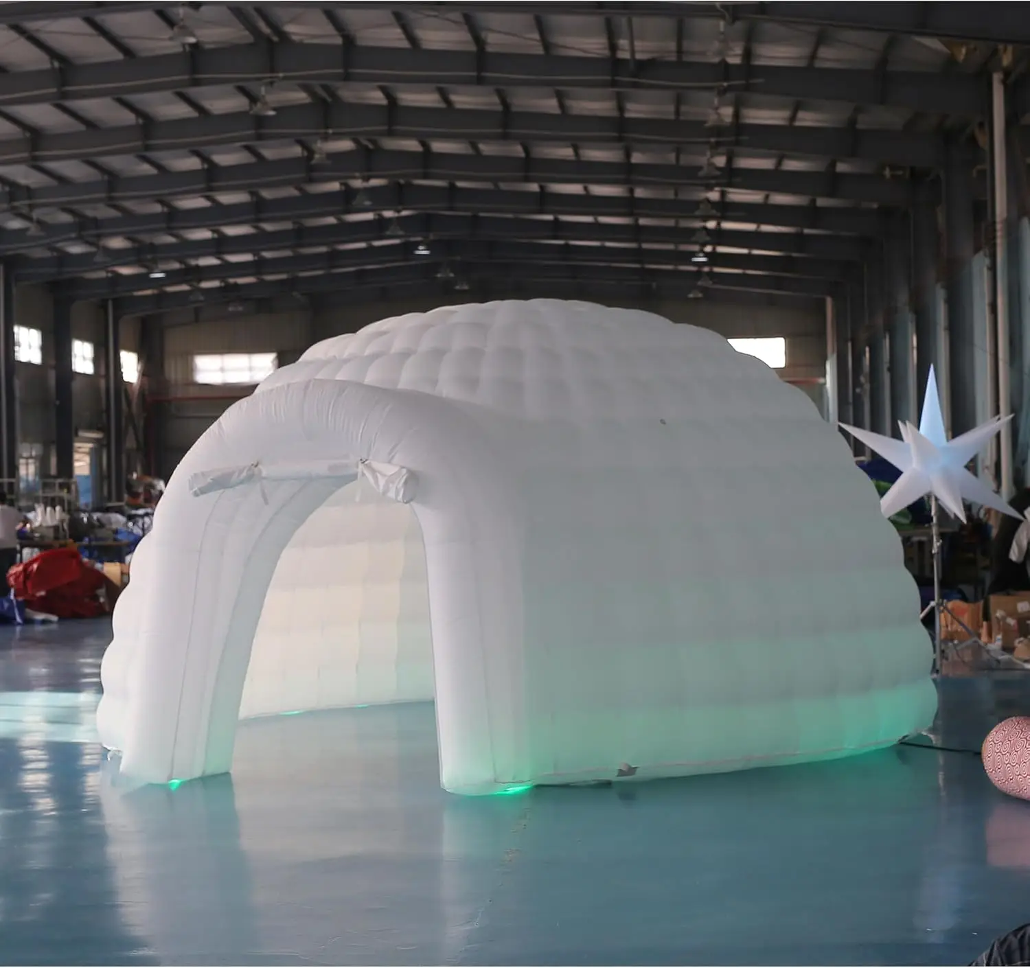 Outdoor Portable Inflatable Igloo Dome Tent with Led Light and blower 16.5ft Shelter Igloo Marquee for Party Wedding Camping