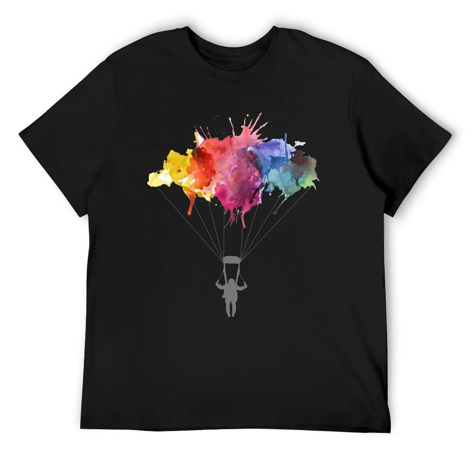 

Skydiving, Skydiver parachute, parachuting. Watercolor Illustration T-Shirt boys whites Blouse Men's cotton t-shirt
