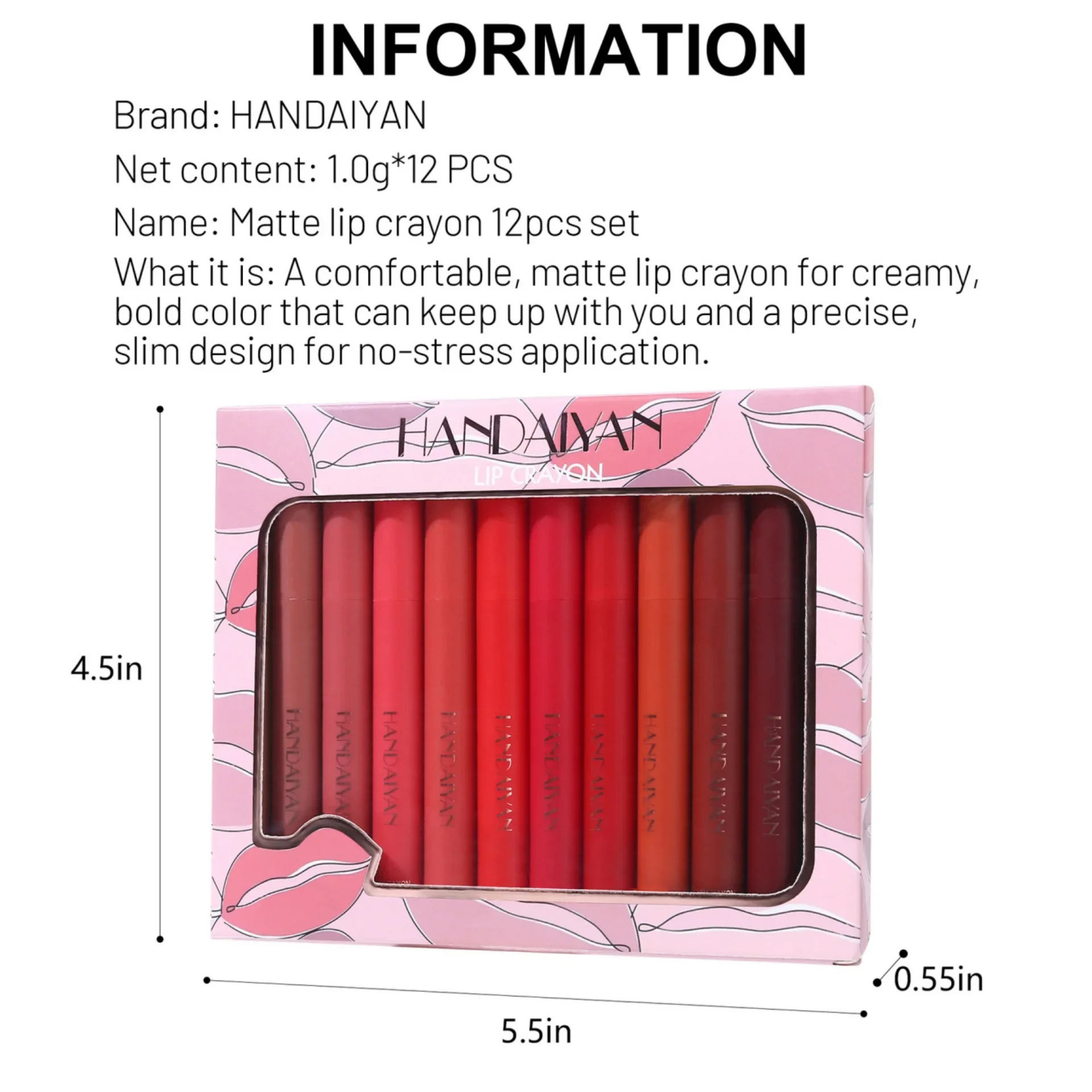 12-teiliges mattes Lippenstift-Stift-Set, langlebiger Lipliner, Lippenstift-Set, nicht klebrig, für den täglichen Gebrauch, professionelle Lippenstifte, Kosmetik