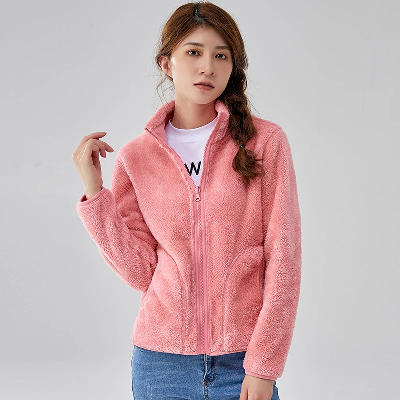 New Fleece Women\'S Outdoor Clothing Fashion Versatile Winter Leisure Sports Thickening Double-Sided Warm Coat Female Jacket