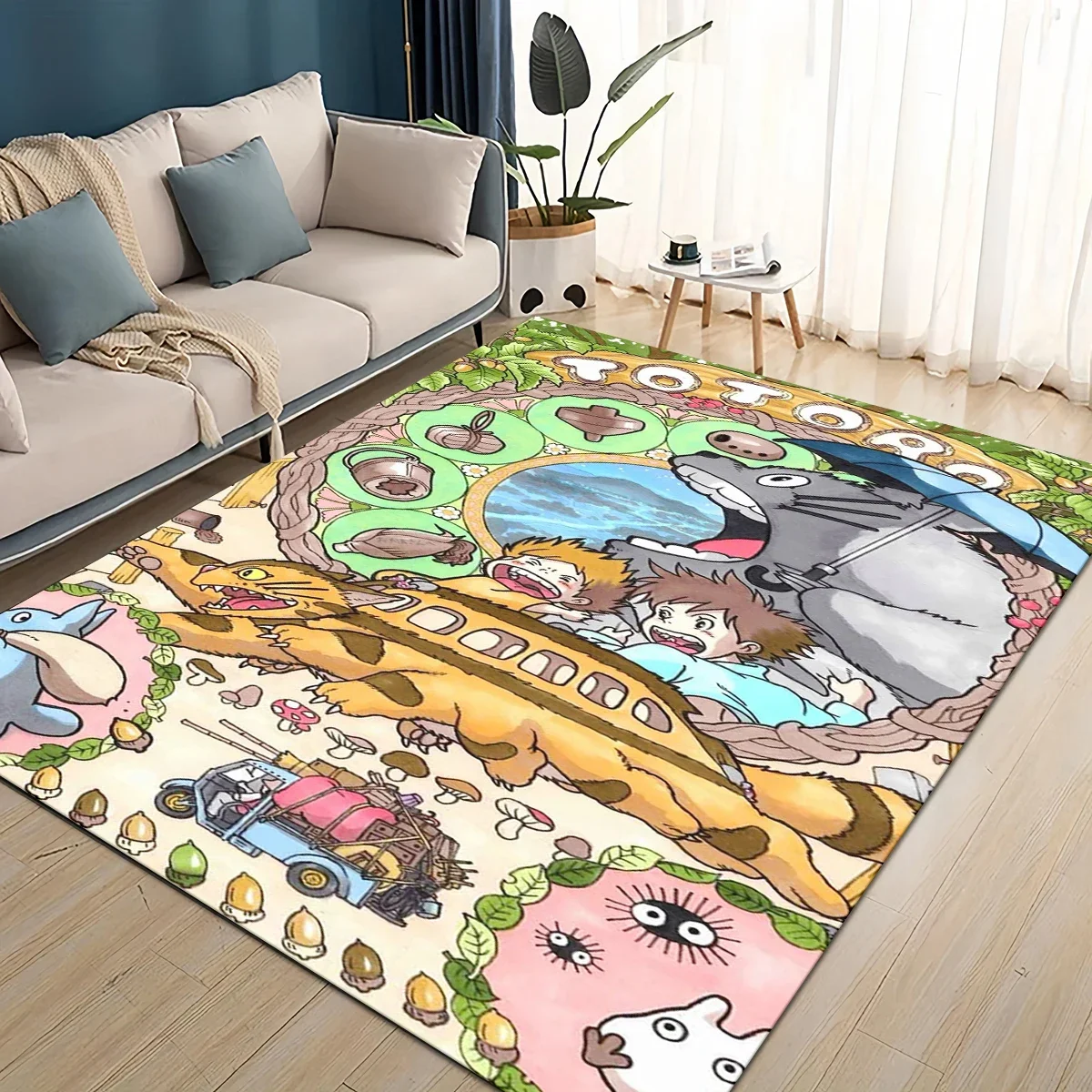 3D T-Totoros Cartoon Area Rug,Carpet Rug for Living Room Children's Bedroom Sofa Doormat Decor,kids Play Non-slip Floor Mat