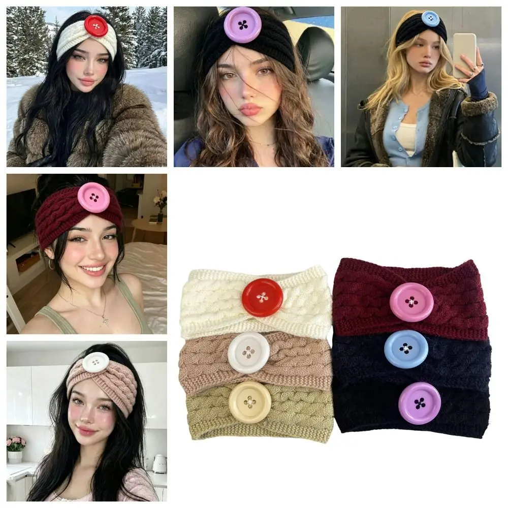 Cable Knit Knitted Headband Soft Stretch Knitted Fabric Ear Warmer Headband Wide Band Twisted Front Turban Headband