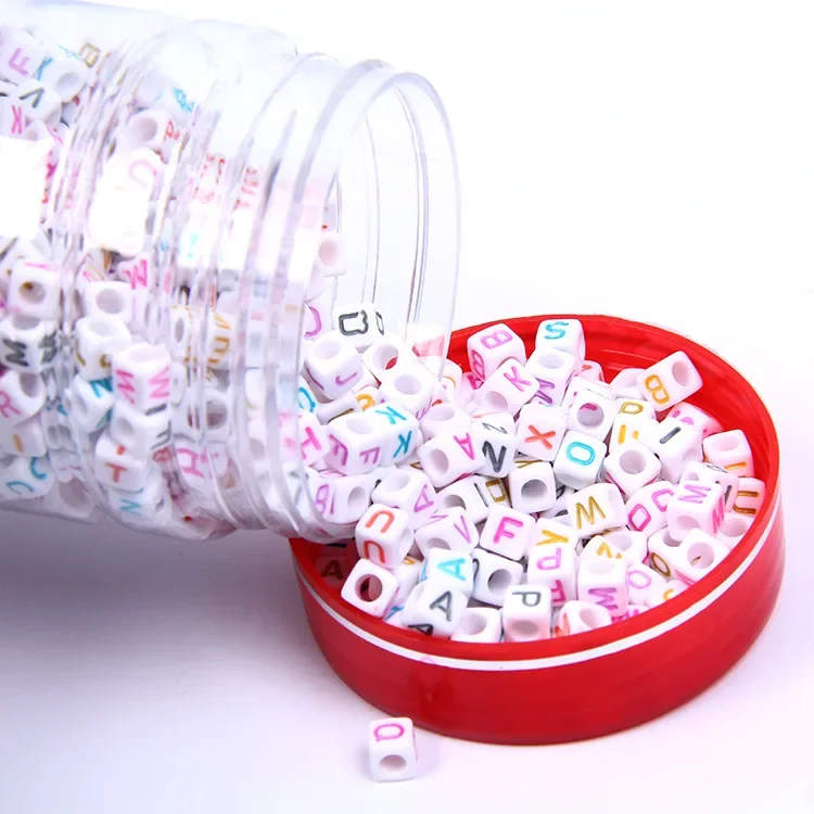 New DIY Bead Wholesale Acrylic Color Beads Silver Heart Beads Large Hole Glass Beads 100pcs Letter Beads kids craft