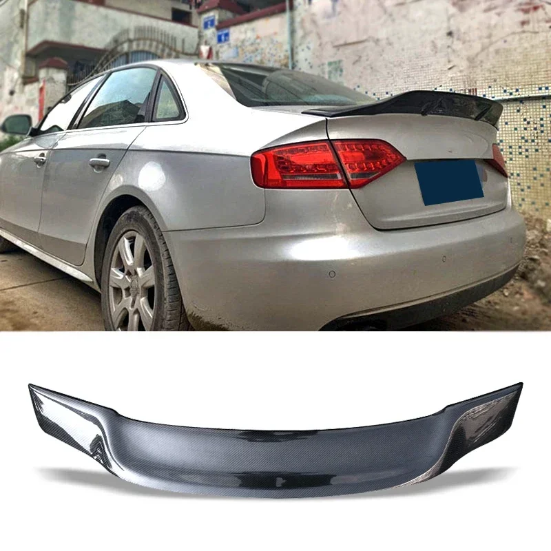 

New！ Car Trunk Spoiler Carbon Fiber FRP Auto Rear Trunk Wing R For Audi A4 B8 Sedan 2008 - 2012 Style Refit Accessories Spoiler