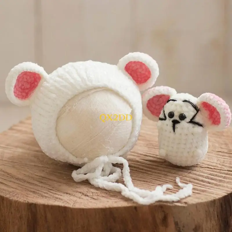 QX2D Newborn Photo Costume Mouse Hat Wrap Blanket Baby Shower Gift Photography Suit