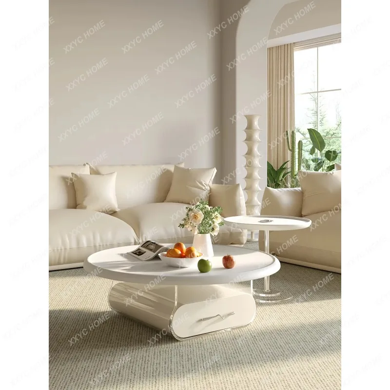 XX Clear Coffee Table Bedroom Round Simple Living Room Coffee Table Tea Center Floor Simple Mesa Auxiliar Unique