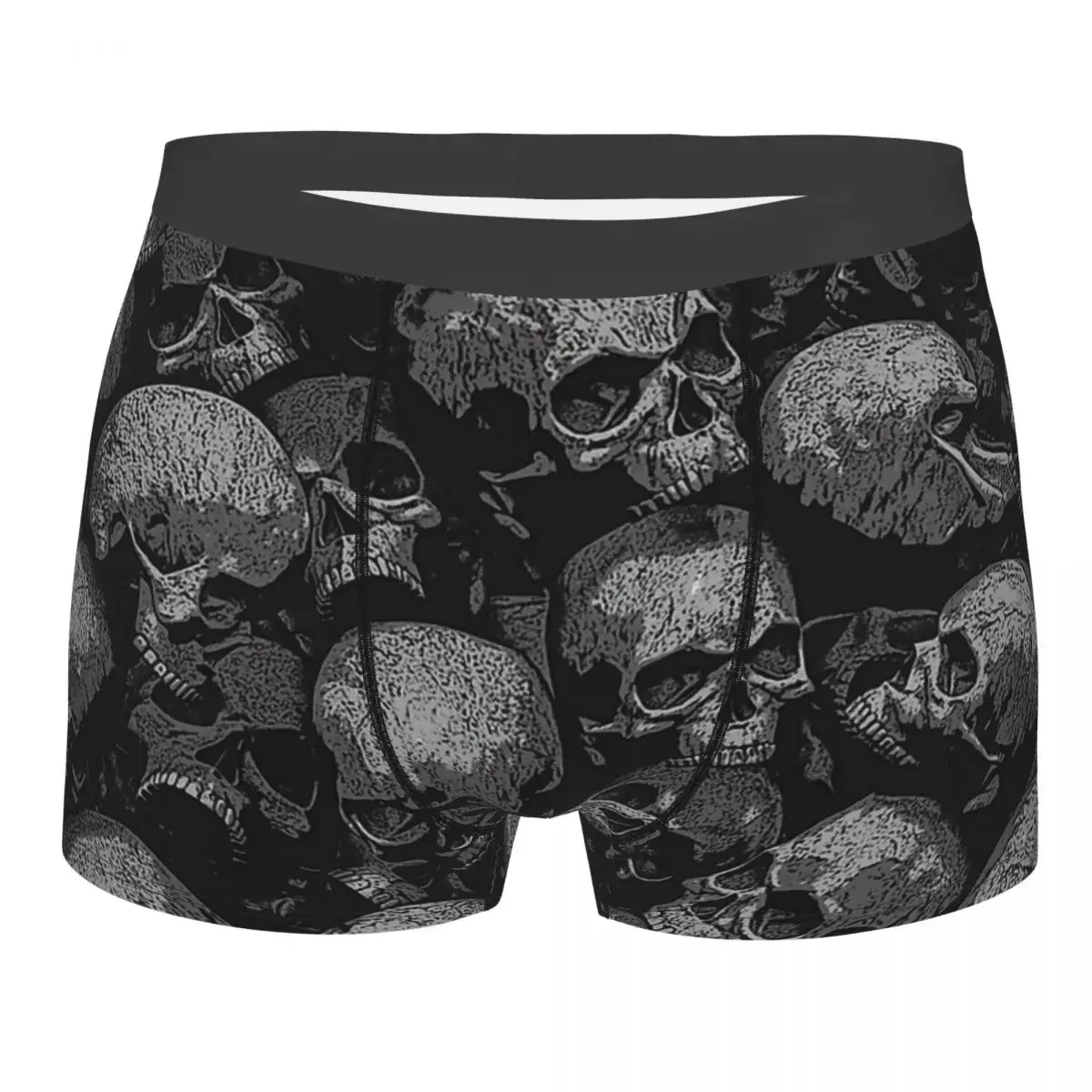 Totally Gothic Men Boxer Briefs Skeleton Skull Bone Breathable Creative Underwear Top Quality Print Shorts Gift Idea