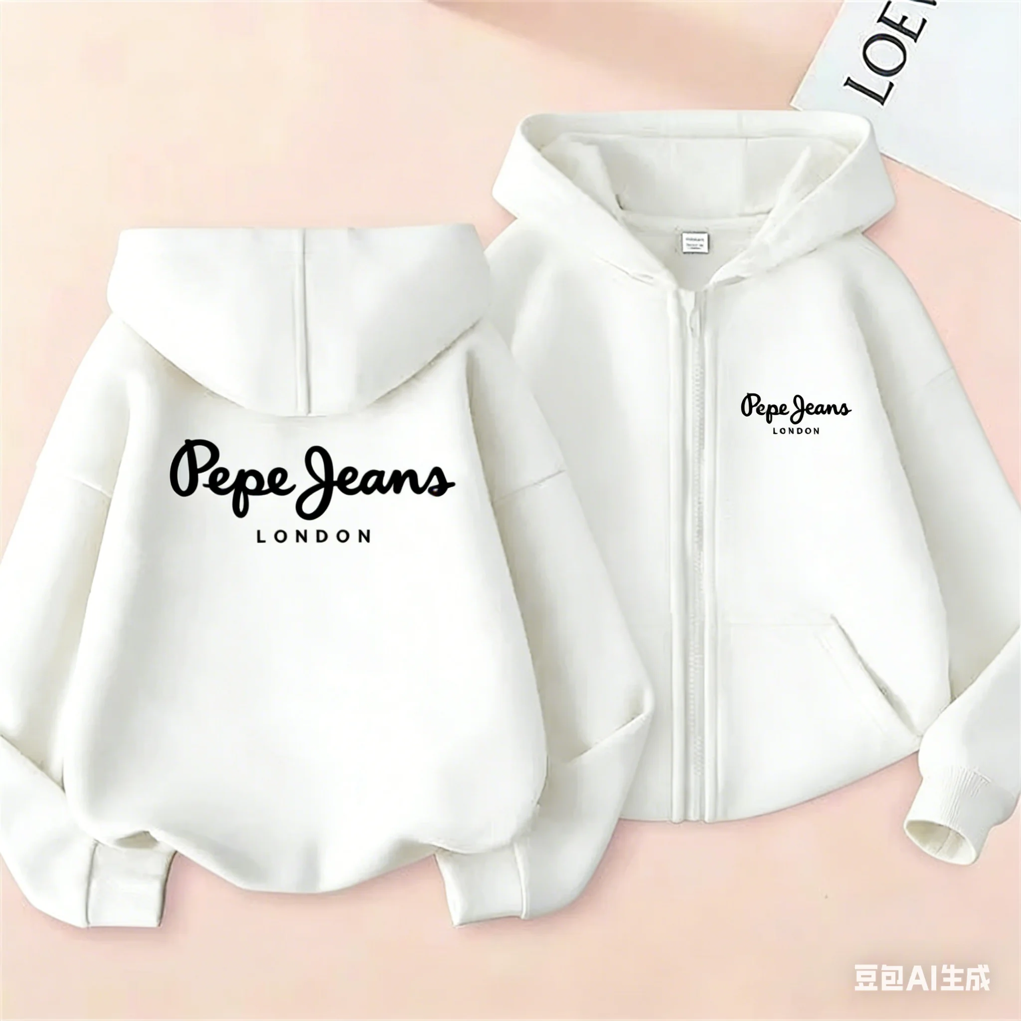 Modische Marken-Hoodies mit Print, Mantel, Kinder-Reißverschluss-Oberteile, Mädchen Rosa, Jungen Schwarz, Kinderkleidung, lässige Frühlings- und Herbst-Sweatshirts – Detail 5